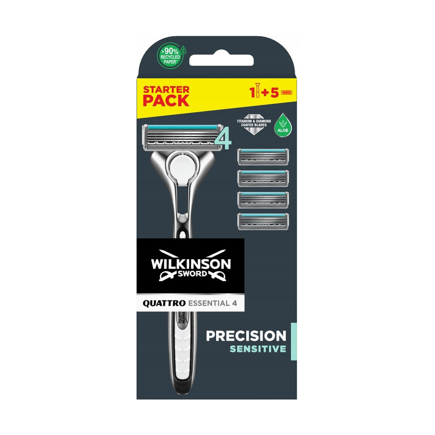 Станок для гоління чоловічий Wilkinson Sword Quattro Sensitive з 5 змінними картриджами
